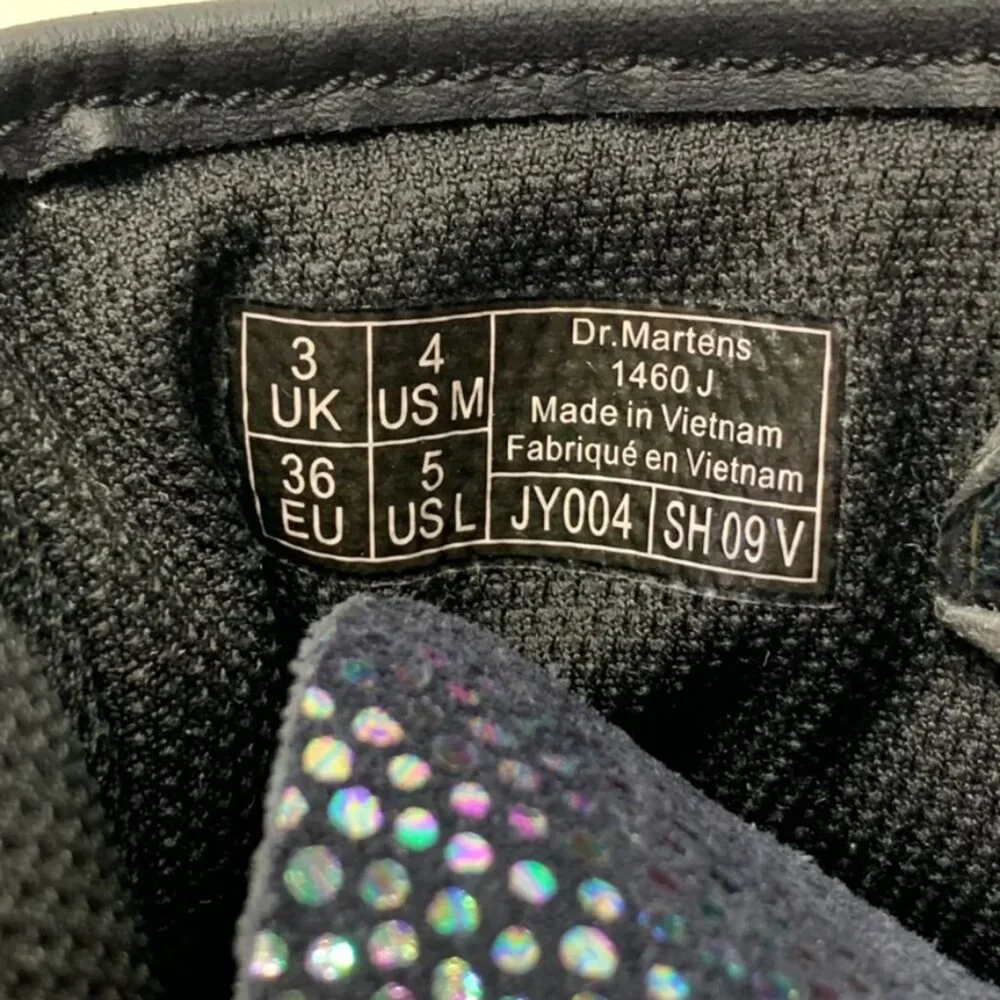 Dr. Martens 1460 Kids Black Iridescent Toddler Lace Up Boots Size 9